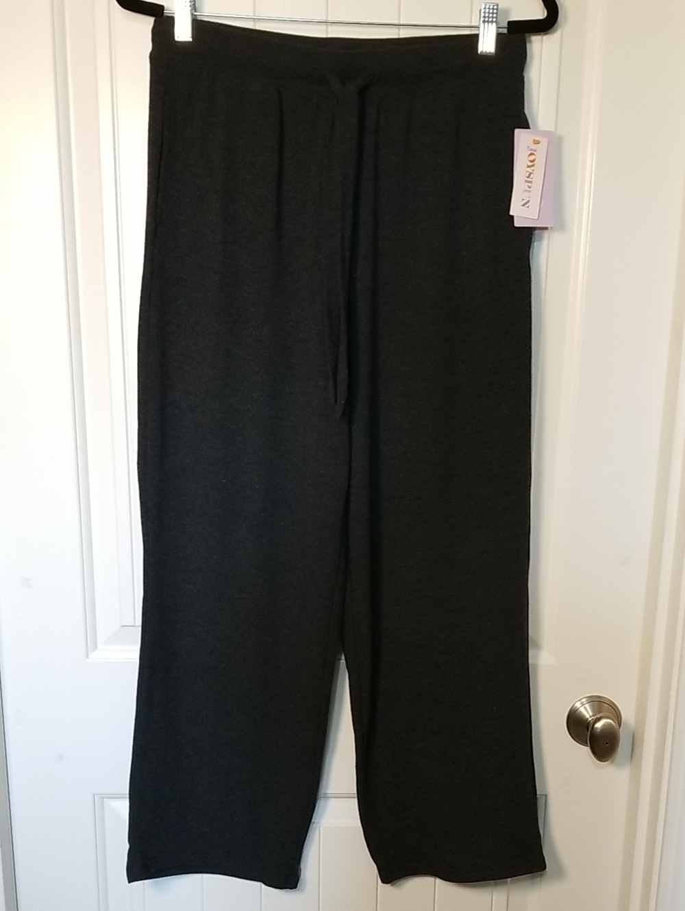New JOYSPUN Dark Charcoal Wide-Leg Knit Pants W/pockets Size Small NWT